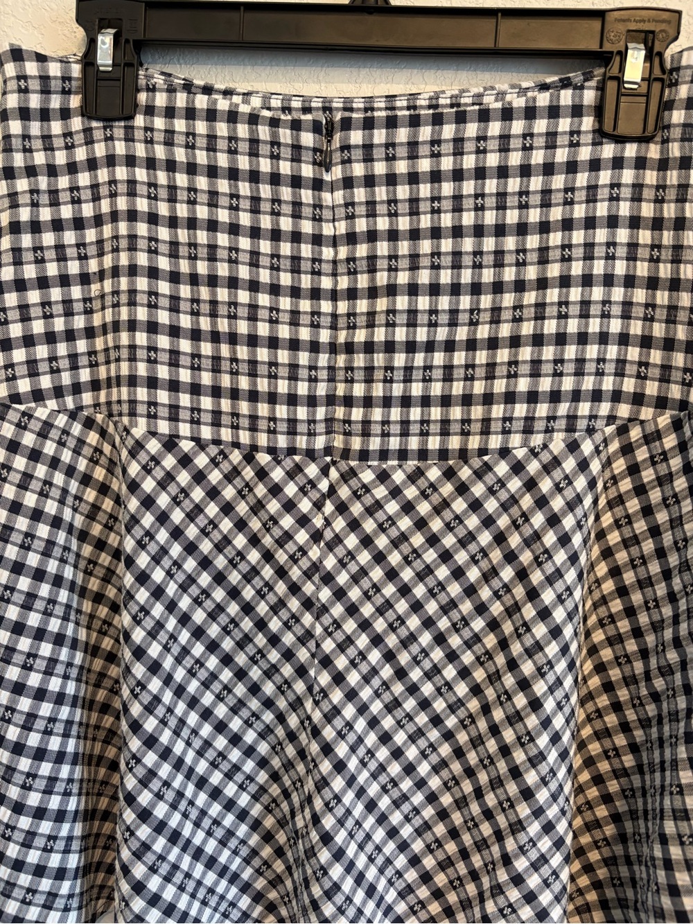 Tommy Hilfiger Gingham Flare Skirt Size 10 Navy White Embroidered Preppy - Picture 8 of 12